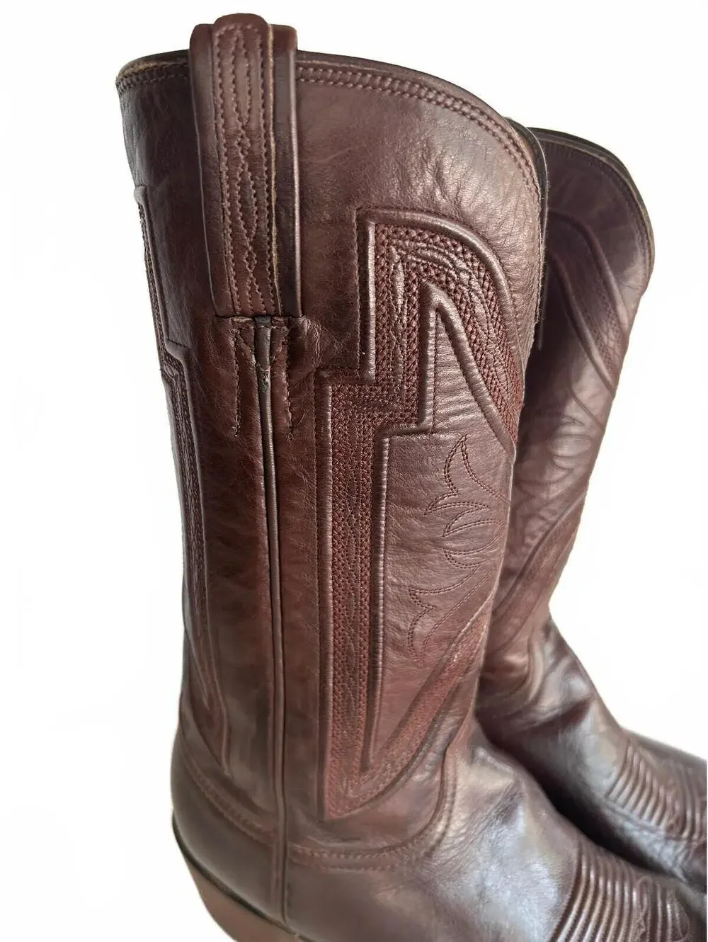 Lucchese Collins Chocolate Buffalo Leather Boots Men’s 10 D